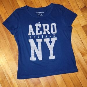 Aeropostale Women's Blue Short Sleeve 'AÉRO NY' Graphic Tee